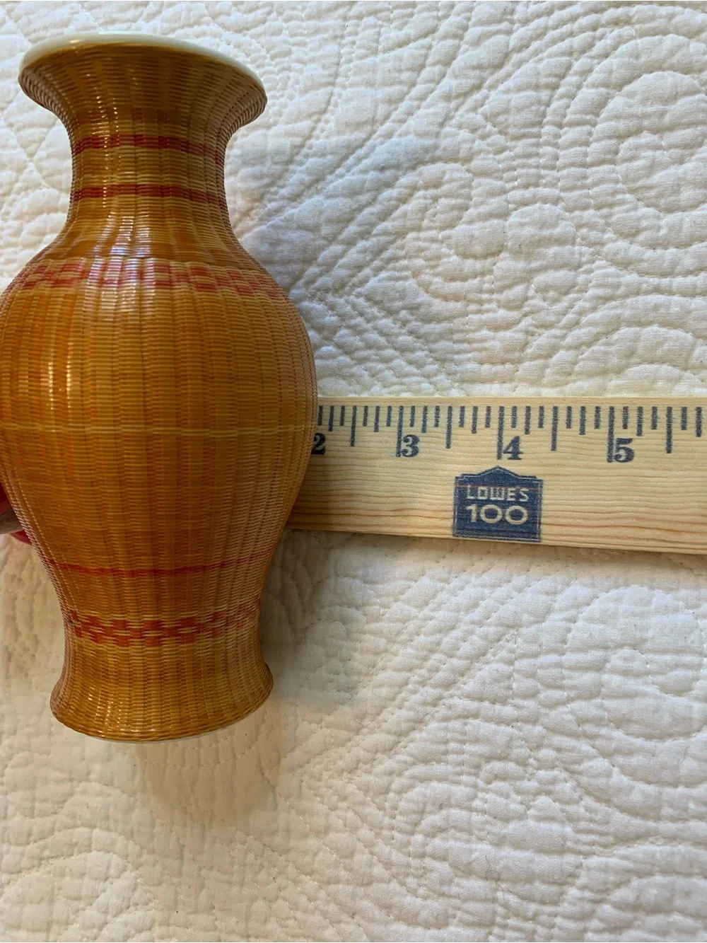 Vintage Chinese FINE Rattan Bamboo Woven Porcelain Vase